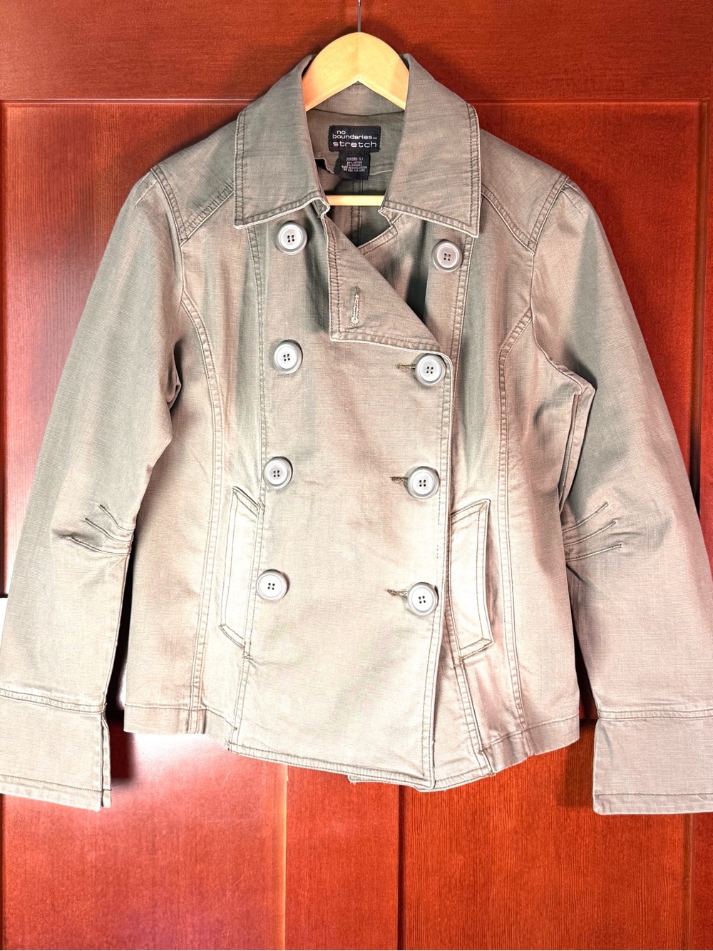 No Boundaries Y2K Olive Military Jacket Juniors L